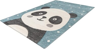 Килимок Qiyano для дитячої кімнати, ігровий килимок із зображенням тварин, панди, ведмедя, кролика, пінгвіна, дитячий килимок для хлопчиків і дівчаток, мотив ведмідь, Колір Синій, Розмір (120 х 170 см, Blue100)