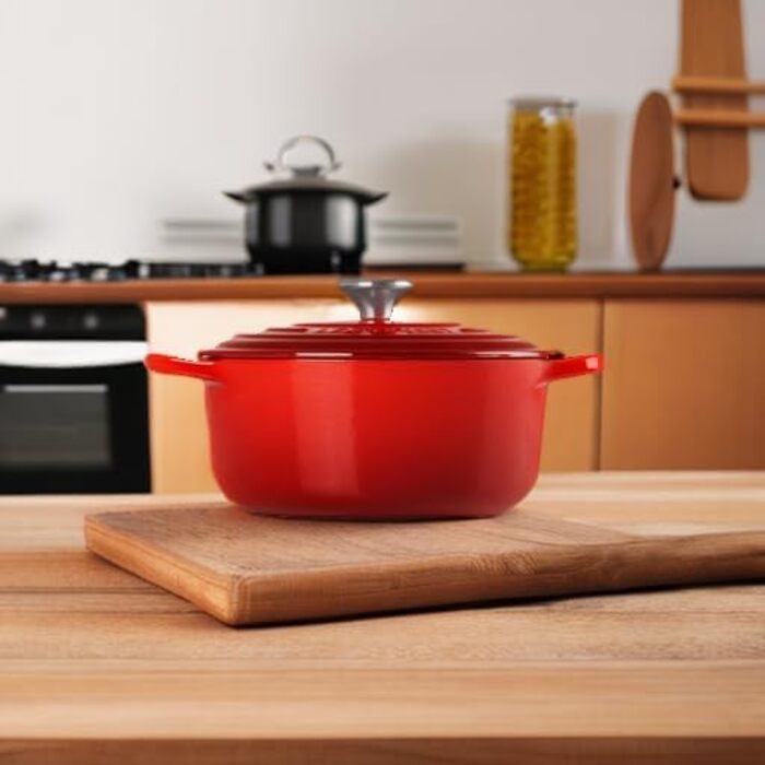Le Creuset Signature Казанок з чавуну з кришкою, 20 см, Ø 20 см, для всіх типів плит, включаючи індукцію, об'єм 2,4 л, колір Kirschrot (Вишня), 21177200602430 Coastal Blue