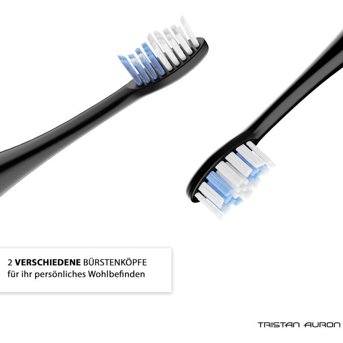 Електрична зубна щітка Tristan Auron – 55 000 вібрацій, 5 режимів, 60 днів роботи від акумулятора, компактна та тиха, з 2 насадками, для делікатного очищення зубів (червона) (Z - Bürstenköpfe)