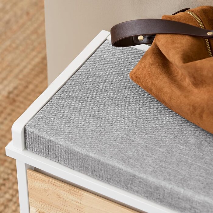 SoBuy Взуттєва шафа з 2 відкидними кришками, полиця для взуття, вузька, з 4 полицями, біла, 61x100x26 см, FSR165-W