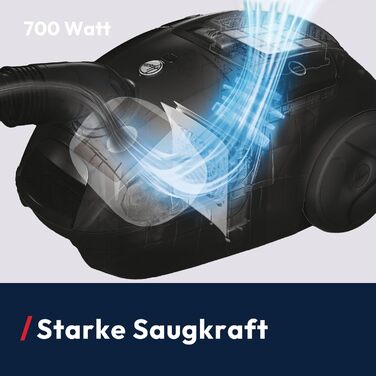 Пылесос Hoover HE2 Kompakter: Мощний пилосос з мішком для твердих підлог та килимів, фільтр EPA, 3,5 л контейнер для пилу, аксесуари, 850 Вт, радіус дії 10 м [HE2Z10A]