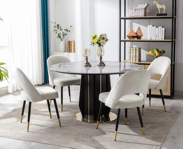 Набір з 2-х м'яких крісел з велюру для вітальні/кухні. Сучасний дизайн, без підлокітників, металеві ніжки (Бежевий)