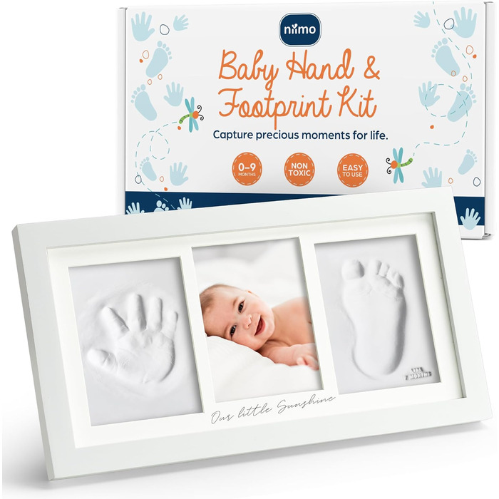 Набір дитячих фоторамок Niimo Handprint and Footprint для новонароджених дівчаток і хлопчиків - персоналізований подарунок для дитини, фоторамка для кімнати немовлят і малюків
