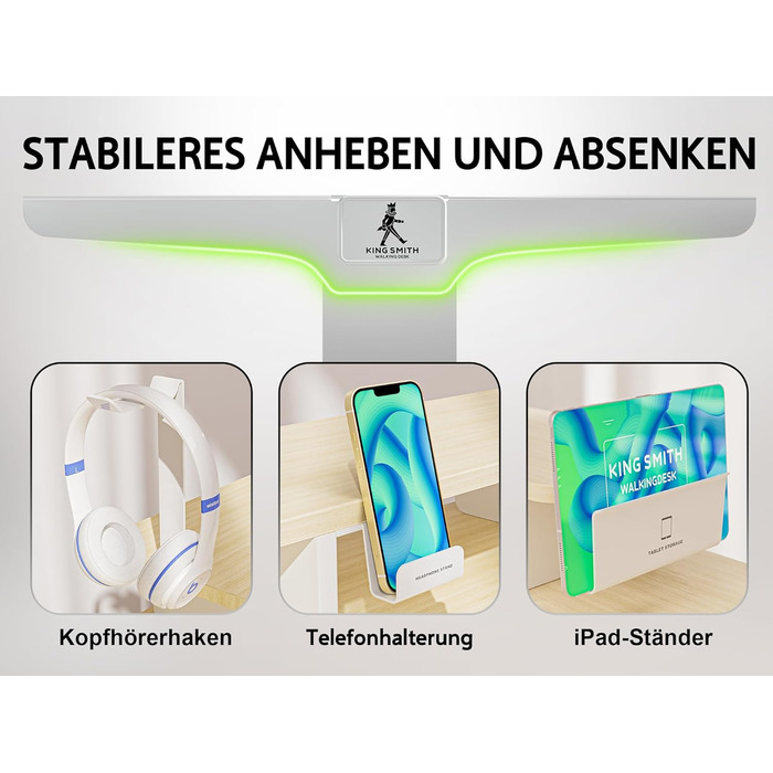 Регульований стіл WALKINGDESK для дому та офісу: електричний, з ящиками, полицями та гачками (140x60 см, дуб)