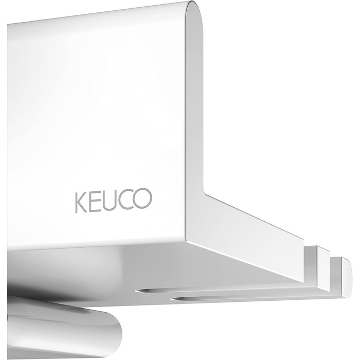 Душова полиця Keuco з ракелем з алюмінієвого скла, кошик для насіння, зі зливними канавками, 35x6.6x11.6см, настінна, Reva Black Selection (біла)