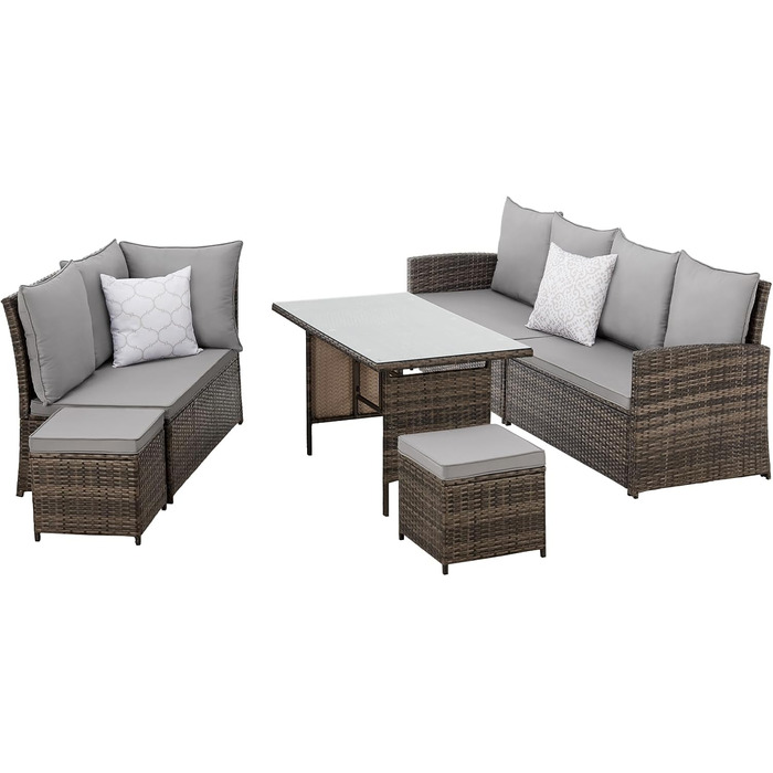 Кутовий диван садовий плетений SVITA Monroe коричневий для тераси та саду з поліротангу