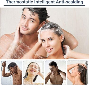 Змішувач для ванни з термостатом, настінний монтаж, для ванної кімнати (хром)