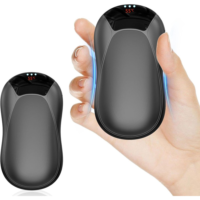 Електричні грілки для рук 2 шт. - Магнітні кишенькові грілки AI, що заряджаються, 36 годин тепла, багаторазові грілки для рук, компактні грілки для дітей, чоловіків, жінок, білий (дисплей, чорний)