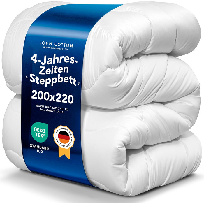 Чотирьохсезонне ковдра John Cotton 155x220 см - дихаюча 3-в-1 | Сертифікат Oeko-Test | Тепла ковдра для сну