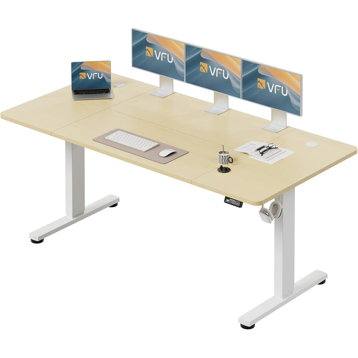 Регульований стіл за висотою з USB-C, електричний стіл з пам'яттю, стоячий стіл, комп'ютерний стіл для офісу, білий Pro, 180 x 80 см