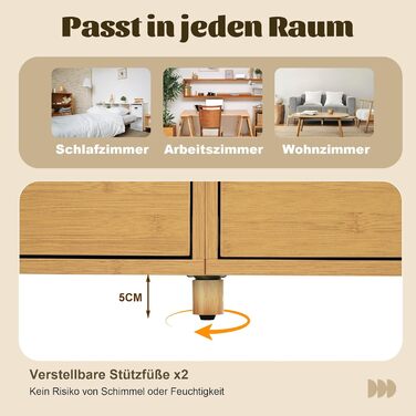 Комод з двома розсувними дверцятами та трьома шухлядами, 140x40x76 см, дерево