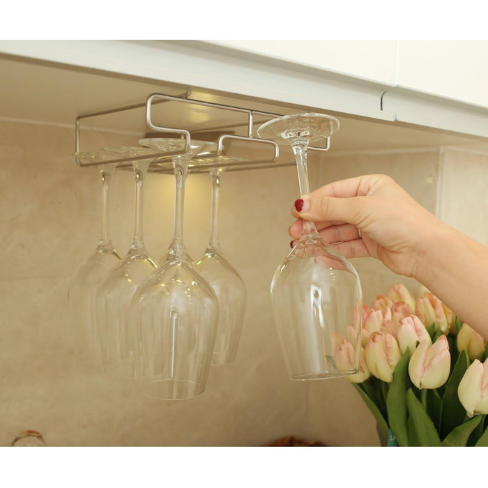 Підставка для склянок BAFVT – 2-ярусна, з нержавіючої сталі, для кріплення під шафу, органайзер для зберігання склянок