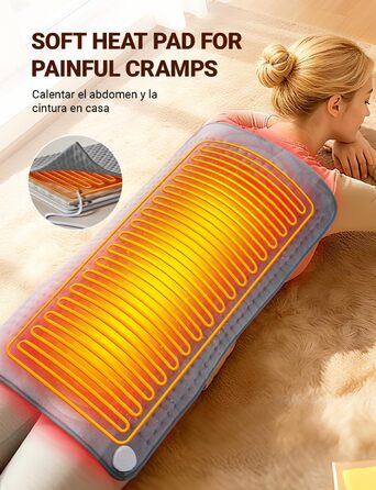 Електричне грілка для спини та тіла ALLJOY 85x45 см з автовимкненням, 6 температурних режимів, сірий колір