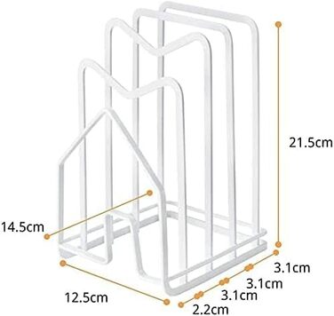 LINFIDITE Металева обробна дошка Стійка Обробна дошка Органайзер Тримач кришки для каструлі для кухонної стільниці 12,5x14,5x21,5 см (білий)