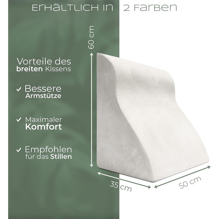 Ергономічна подушка для читання WELL B4 для ліжка та дивана з ефектом пам'яті (Memory Foam), біла, широка — універсальна подушка-підтримка спини, клинова подушка від рефлюксу