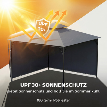 Павільйон 3,2x3,2 м Стабіль Вінтерфест Садовий Павільйон з Висувним Козирком, Подвійний Дах, Темно-Сірий