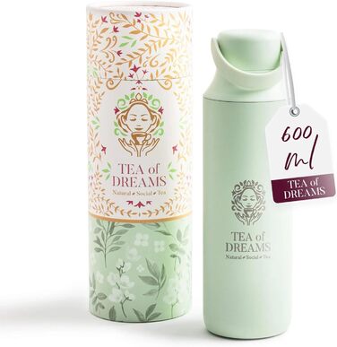 Термофляга для чаю та напоїв 600 мл з нержавіючої сталі - без BPA - з ситечком для чаю (Авокадо)