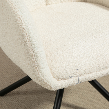 Крісло-шезлонг з м'яким сидінням, обертове, з затишним покриттям, до 120 кг, кремово-біле