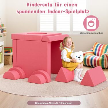 Дитяче ігрове крісло-диван, 15-ти частинний модульний, з сертифікацією Oeko-Tex® 100, з м'якого велюру (рожевий)