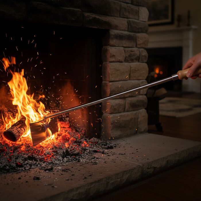 Relaxdays Щітка для попелу з нержавіючої сталі з дерев'яною ручкою