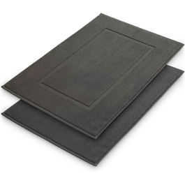 Махровий килимок для ванної Blumtal - Килимок для ванної 50x80 см - сертифікований Oeko-Tex - 2 частини, антрацит