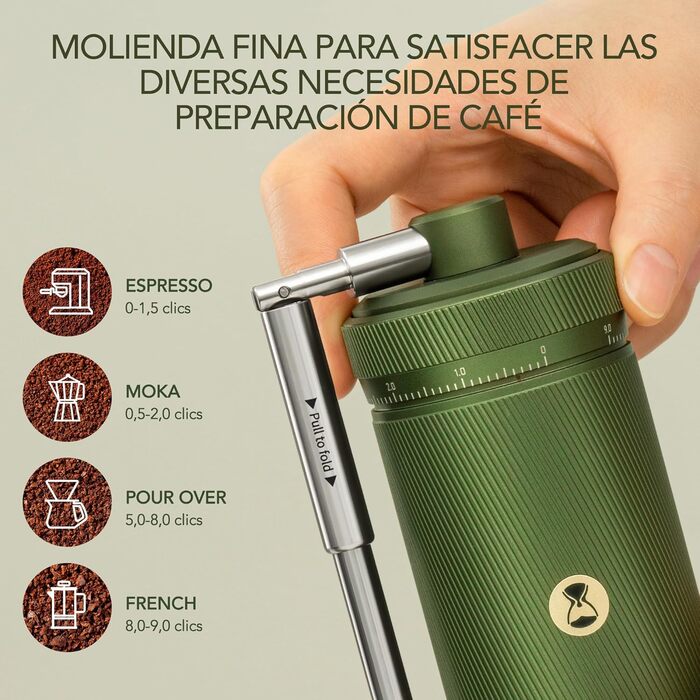 Ручна кавомолка TIMEMORE Chestnut з металевим корпусом, шліф Kegelschliff S2C, для еспресо та френч-пресу, чорна