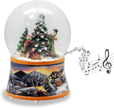 Шар Сніговий Засніжений Ландшафт з Механізмом - Декор Ялинки, 100 мм, 20273