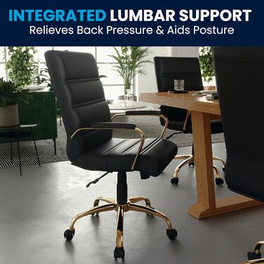 Офісний крісло Flash Furniture - крісло для шефа, біле шкіряне, з червоно-золотим каркасом, 61x58,5x103,5 см