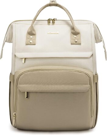 Рюкзак для ноутбука LOVEVOOK для жінок, великий шкільний рюкзак для підлітків, рюкзак ручної поклажі, водонепроникний дизайн, дихаючі плечові ремені, для університету, школи та подорожей, бежево-сірий (17 дюймів, B- Beige Khaki)