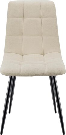 Набір з 4-х оббитих стільців для їдальні з металевими ніжками, льонова тканина, шаховий візерунок, для вітальні, спальні, кухні, лоджії, рецепції, бежевий колір