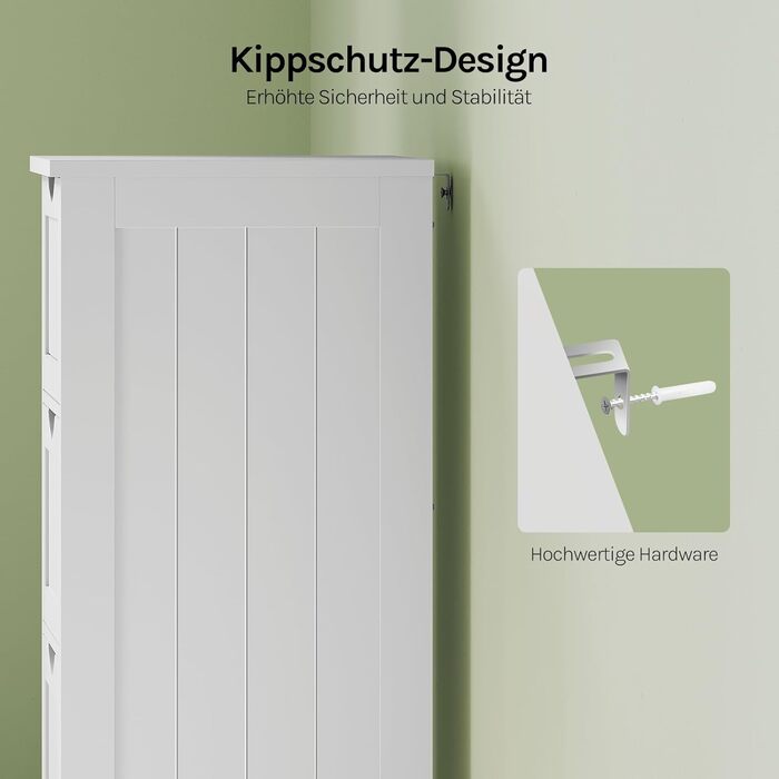 Шафка для ванної кімнати WOLTU, вузька, з 3 висувними ящиками, 32 x 30 x 81 см, для ванної, вітальні, спальні, їдальні, кухні, сучасний дизайн, білий колір, BZS123ws