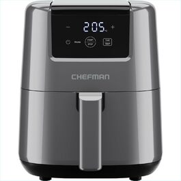 Фритюрниця Chefman 2L з гарячим повітрям - компактна, з антипригарним покриттям, для швидких та простих страв, з цифровим таймером та нагадуванням про струшування - сіра