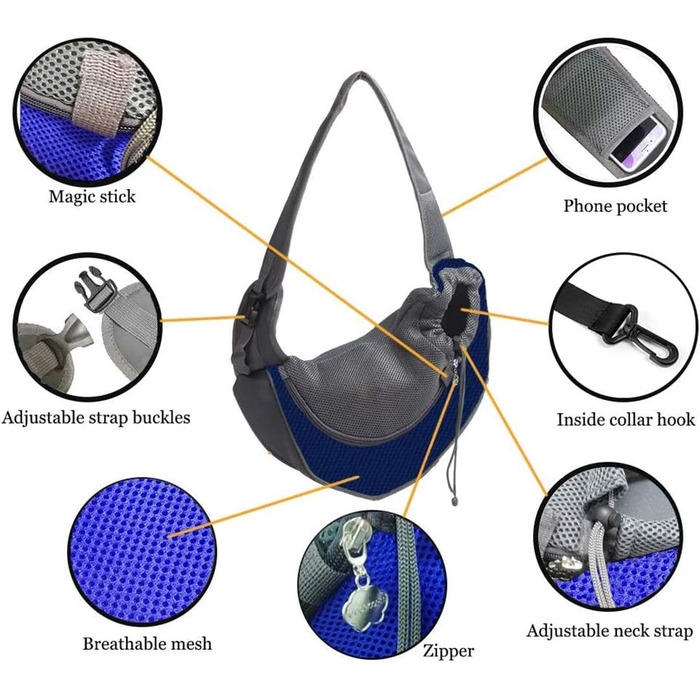 Дитяча обгортка Сумка для собак/кішок Сумка через плече для цуценят Сітка для домашніх тварин регульована, L (S, Синій)