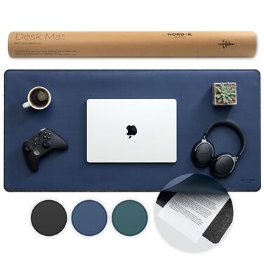 Кілимок для столу Nordik з екошкіри та фетру, великий підкладник під мишу та органайзер для кабелів (Sattelbraun, 89,9 x 43,2 см) — преміум аксесуар для домашнього офісу