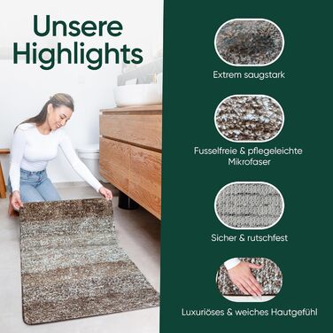 Килимок для ванної кімнати [60x90] нековзкий – розкішний килимок для ванної кімнати великого розміру та пральний | Високоякісні килимки та килимове покриття для ванної кімнати, душової кабіни та іншого | чорний (50 x 80 см, бежевий)