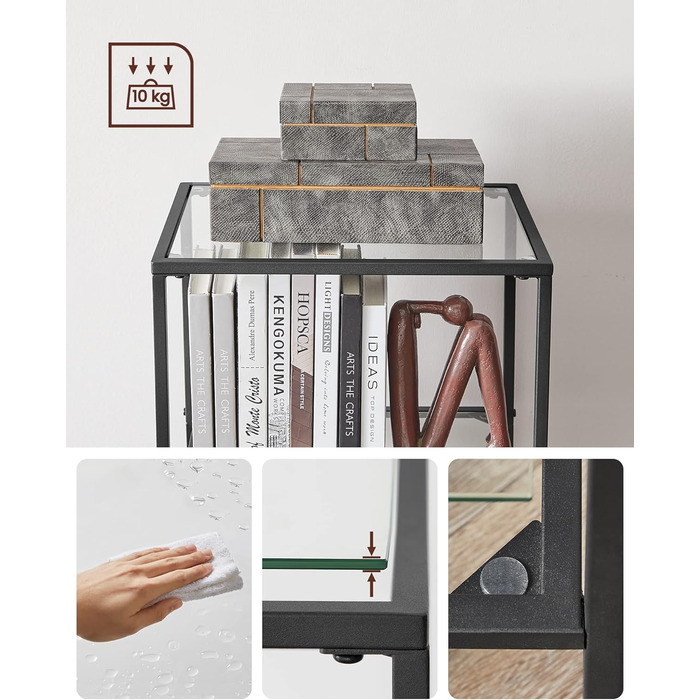 Регал VASAGLE з 5 полицями, для ванної кімнати, вітальні, кухні, офісу, скло + метал, LGT029A01