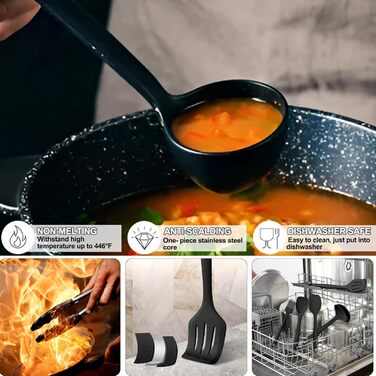 Набір кухонних аксесуарів Umite Chef, 22 шт., силікон, для антипригарного посуду, миється в посудомийній машині (Чорний)
