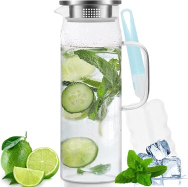 Скляна карафа Yirilan 1.5L з кришкою: для води, напоїв, соків