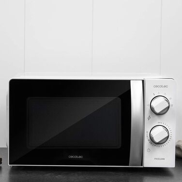 Мікрохвильова піч Cecotec ProClean 3060, 20 л, 700 Вт, Ready2Clean, 6 режимів, 3D Wave, срібляста з дзеркальними дверцятами