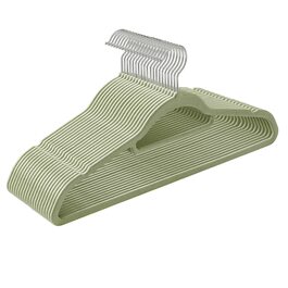 Плечики SONGMICS для одягу, велюрові, 20 шт., антиковзаючі, для краваток, 360° обертання, 0,6 см, економія місця, 43,5 см, для пальто, штанів, срібно-світло-зелені