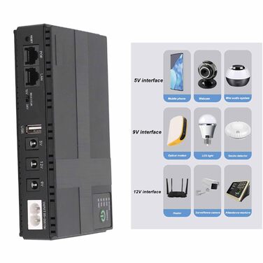 UPS Batterie-Backup 10400mAh: Безперебійне живлення для роутера, модема, смартфона (85-265V)