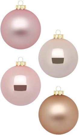 Різдвяні кулі INGE-Glas Magic 12 шт 8 см перлинно-рожеві рожево-бежеві