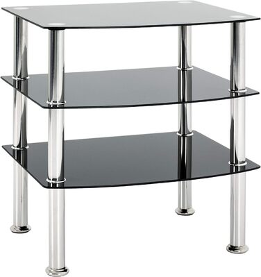 Приставний столик для меблів HAKU, нержавіюча сталь, Ш 45 x Г 45 x В 44 см (чорна нержавіюча сталь, 54 x 45 x 61)