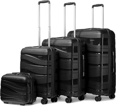 Чемодан-валіза KONO: великий, легкий, з жорстким корпусом, TSA-замком та 4 колесами (білий, чорний, набір 4 шт.)