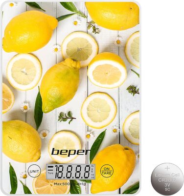 Лимонні цифрові кухонні ваги, загартоване скло, 800