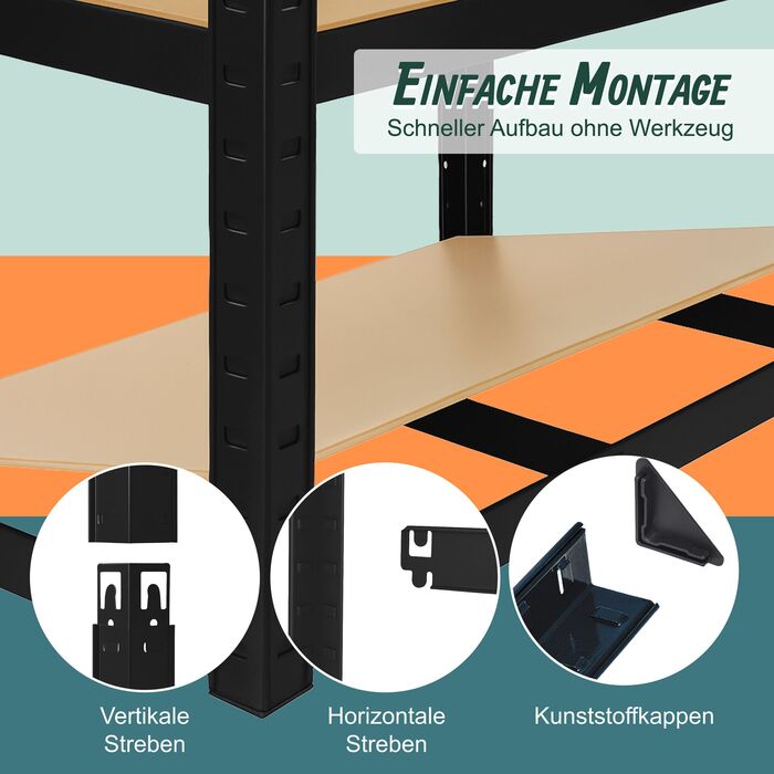 Міцна полиця Relaxdays з робочою поверхнею, витримує до 500 кг