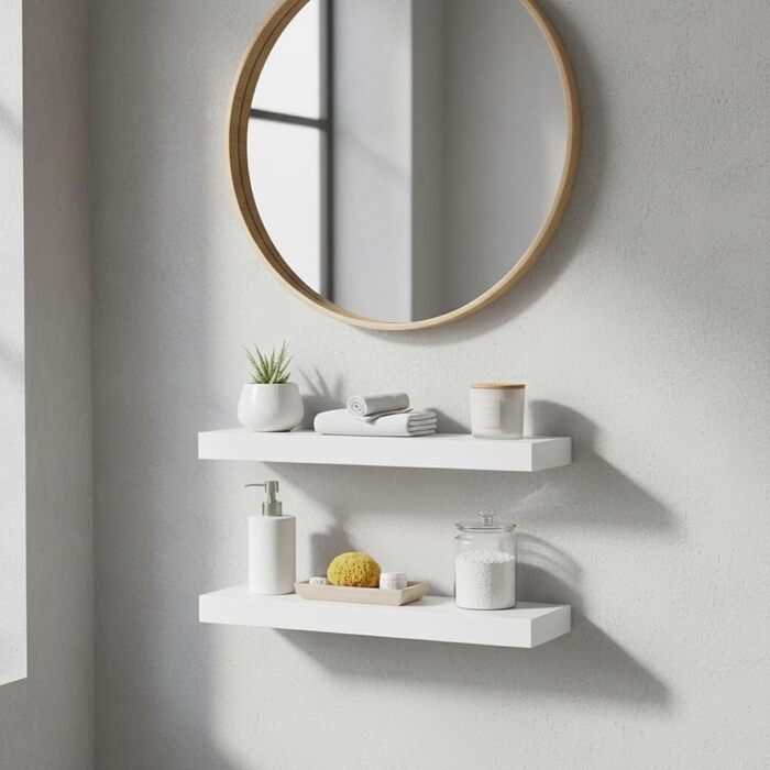 Набір настінних полиць 4 шт. для декору та книг з МДФ, білі 40x14x3 см