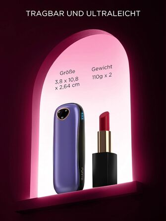 Електричні грілки для рук Funme® 10000mAh (2 шт.) з подарунковою коробкою. USB Powerbank, багаторазові, до 60°C, для жінок, ідеальні для активного відпочинку. OT95 (фіолетове золото)