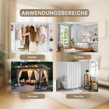 Штанга для душу без свердління 90-160 см, Ø 25 мм, телескопічна штанга з кріпленнями - для ванни, душу та перегородки, 1 шт. (70-120 см [2 шт.], білий)