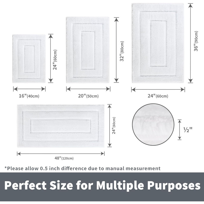 БАБУСЯ КАЖЕ Килимок для ванної кімнати 50x80 см, нековзний, м'який, що миється, абсорбуючий, для душу та туалету, білий